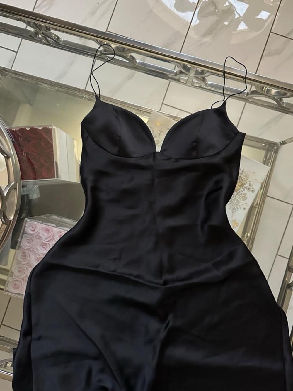 Zara Classic Black Satin Slip Dress